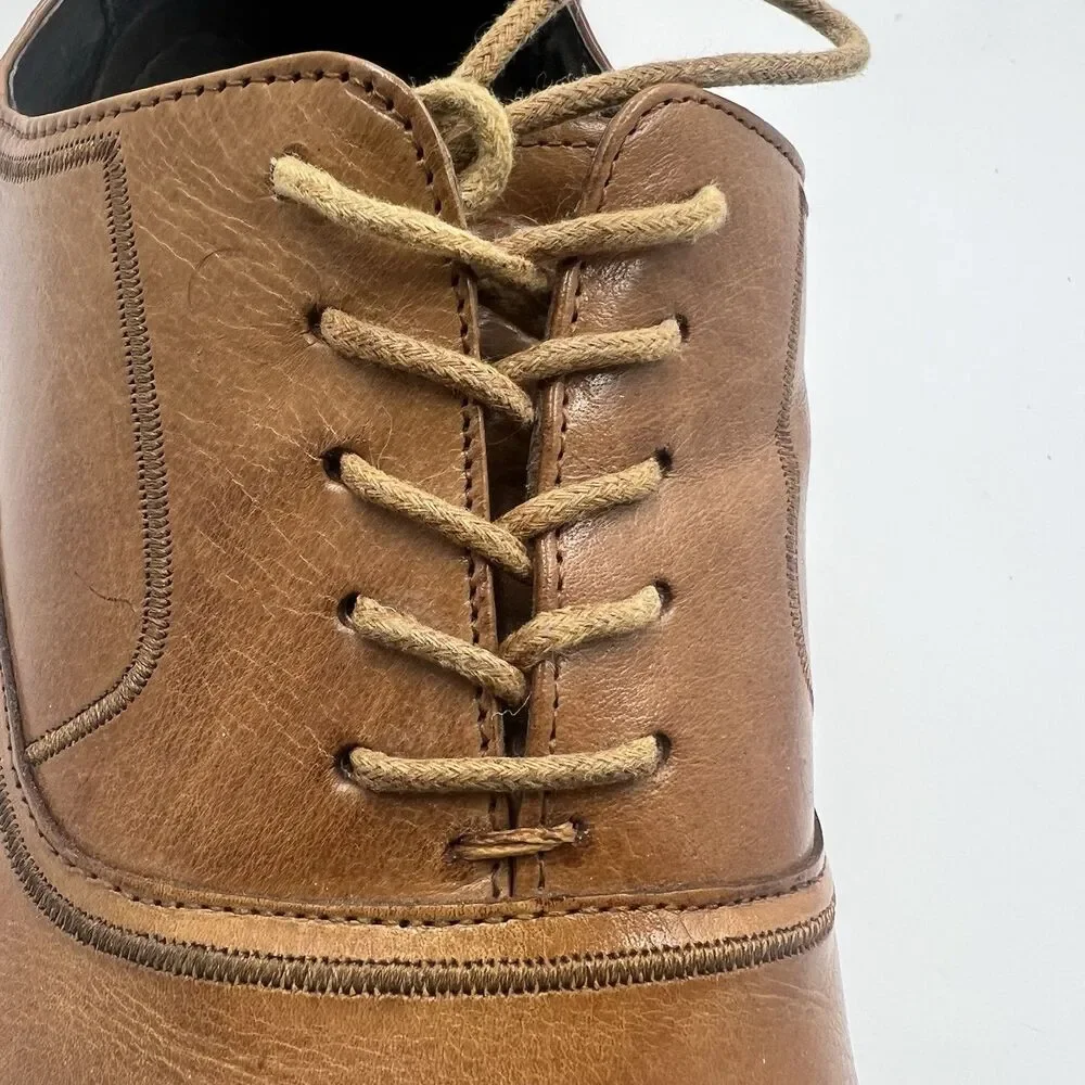 Stacy Adams Men’s Tan Lace Up Bingham Oxford Dress Shoes 11 Business Classy